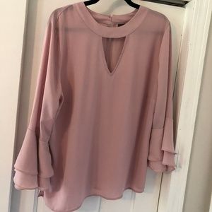 Blush Pink New York & Company Cut-out Blouse